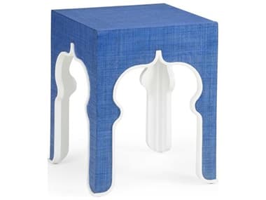 Chelsea House Moroccan 20" Square Fabric Blue White Side Table - CH384418