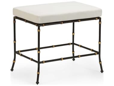 Chelsea House Jamie Merida 24" Brown Gold Cream Black Fabric Upholstered Accent Bench CH384422