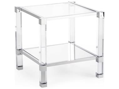 Chelsea House Vancouver Square Acrylic Clear Silver Side Table CH384474