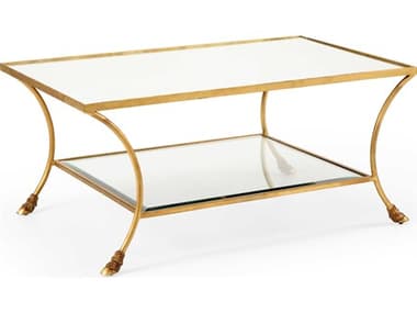 Chelsea House Kendal 44" Rectangular Glass Gold Coffee Table CH384603