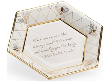 Chelsea House Shayla Copas Honeycomb Bee Verse Plate - White CH384944