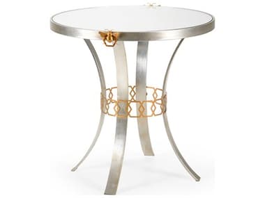 Chelsea House Shayla Copas Bauer 30" Round Mirror Silver Gold Side Table - CH384951