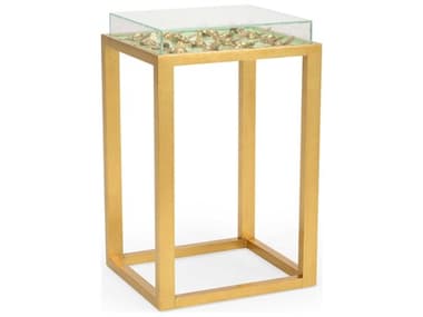 Chelsea House Shayla Copas Flutter 16" Rectangular Glass Pistachio Gold Side Table - CH384963