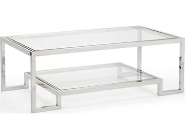 Chelsea House Dancer 51" Rectangular Glass Silver Gold Coffee Table CH384970