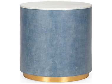 Chelsea House Bradshaw Orrell Horizon 26" Round Marble Blue White Side Table - CH385209