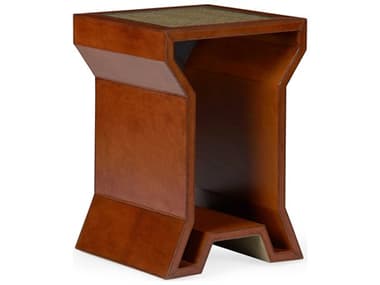 Chelsea House 14" Square Leather Brown Natural Side Table CH385213