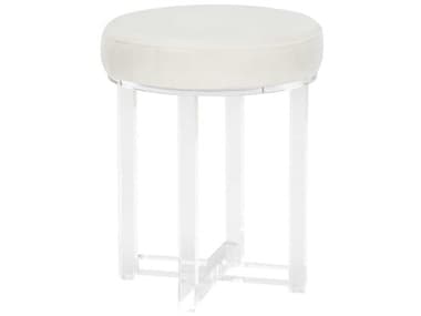 Chelsea House Lucy 16" Clear Cream White Fabric Upholstered Accent Stool CH385674