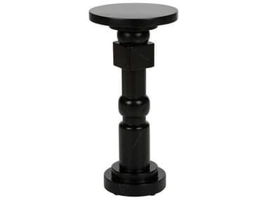 Chelsea House Drinks On Us 11" Round Faux Marble Black End Table CH385869