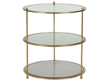 Chelsea House Regal 25" Round Glass Gold Leaf End Table CH385882
