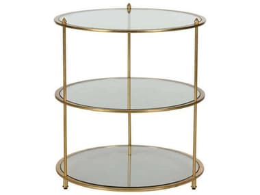 Chelsea House Regal Round Glass Gold Leaf End Table CH385882