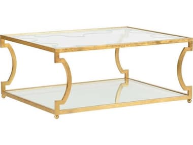 Chelsea House Vincennes Rectangular Glass Gold Leaf Coffee Table CH385902