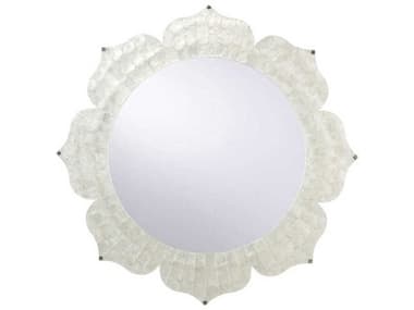 Chelsea House Lotus Flower Natural White Round Wall Mirror CH385919
