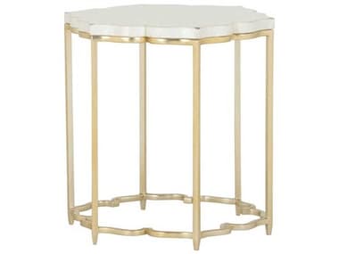 Chelsea House Lotus Flower 23" Round Capiz Gold Natural White End Table CH385920