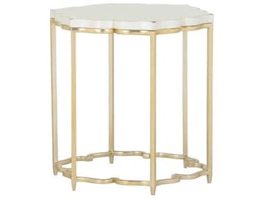 Chelsea House Lotus Flower Round Capiz Gold Natural White End Table CH385920