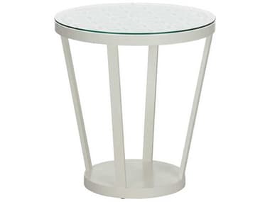 Chelsea House Flower of Life 24" Round Glass White End Table CH385976