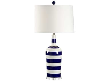 Chelsea House Lisa Kahn Beach Stripe Blue White Table Lamp CH68663