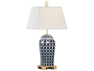 Chelsea House Pam Cain Porcelain Blue White Gold Table Lamp CH68802