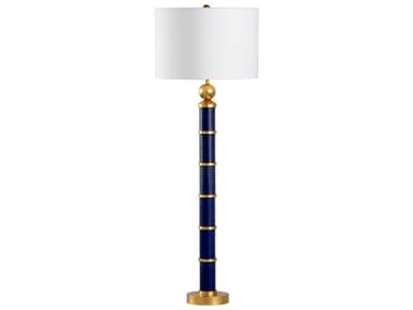 Chelsea House Pam Cain Leather Blue Gold Table Lamp CH69244