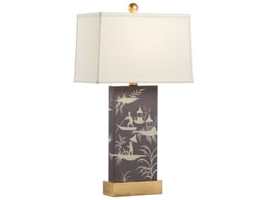 Chelsea House Pam Cain Chinoiserie Panel Purple White Table Lamp CH69382