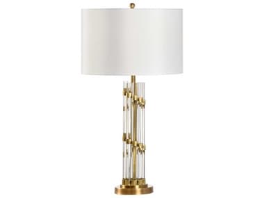 Chelsea House Petite Column Clear Gold Brass Glass Table Lamp CH69574