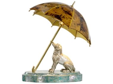 Chelsea House Dog And Umbrella Green Silver Natural Brown Table Lamp CH69727