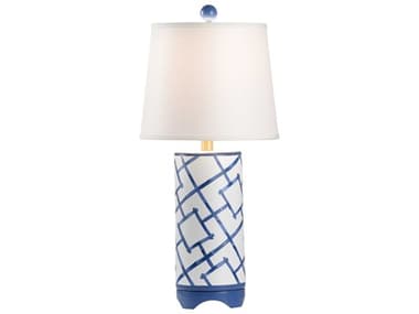 Chelsea House Pam Cain Bamboo Squares White Blue Table Lamp - CH69808