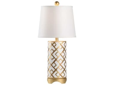 Chelsea House Pam Cain Bamboo Squares White Gold Table Lamp - CH69809
