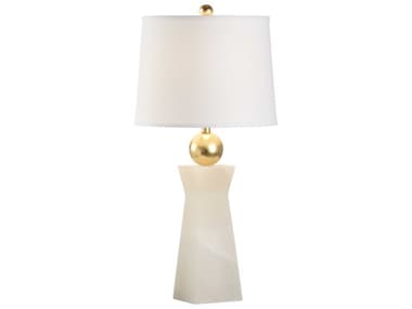 Chelsea House Elizabeth Wicker Natural Alabaster White Table Lamp CH70025