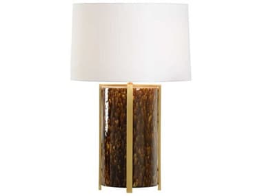 Chelsea House Bradshaw Orrell Tortoise Mottled Brown Gold Off White Linen Buffet Lamp CH70132