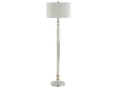 Chelsea House Jamie Merida Clear Brushed Brass Off White Silk Floor Lamp CH70226