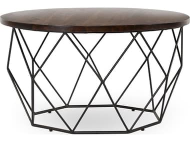 Classic Home Sylmar Round Wood Dark Brown Top Coffee Table CLH51005949