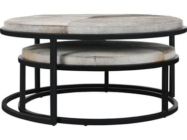 Classic Home Hayword Round Fabric Sparrow Gray Coffee Table Set of 2 CLH51011686