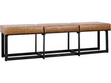 Classic Home Calvin Chestnut Black Leather Accent Bench CLH53001933