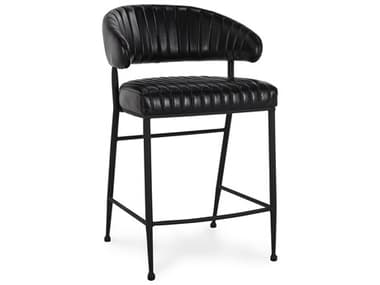 Classic Home Umbria Jet Black Leather Bar Stool CLH53001981