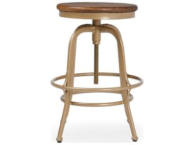 Classic Home Peralta Brass Base Adjustable Pine Wood Counter Stool CLH53003909