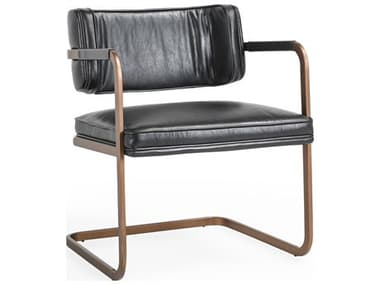 Classic Home Fonda Black Leather Arm Dining Chair CLH53004674