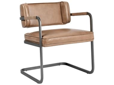 Classic Home Fonda Brown Leather Arm Dining Chair CLH53004675