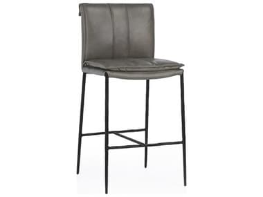 Classic Home Mayer Pewter Gray Leather Bar Stool CLH53004687