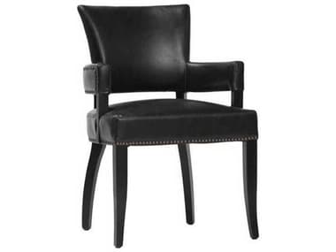 Classic Home Ronan Birch Wood Black Upholstered Arm Dining Chair CLH53005236