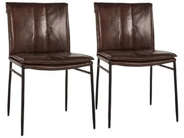 Classic Home Mayer Brown Leather Armless Dining Chair Set of 2 CLH53006056