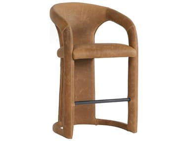 Classic Home Archie Brown Leather Solid Wood Counter Stool CLH53051596