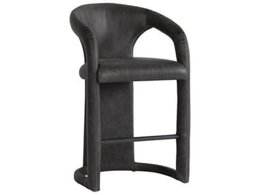 Classic Home Archie Charcoal Leather Solid Wood Counter Stool CLH53051597