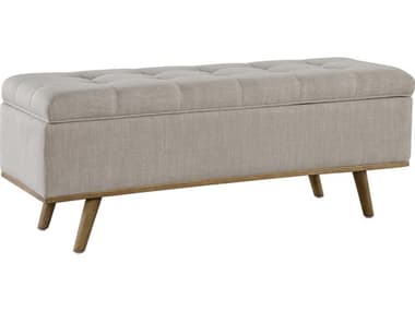 Classic Home Marseille French Beige Upholstery & Natural Legs Brown Upholstered Accent Bench CLHPL12115