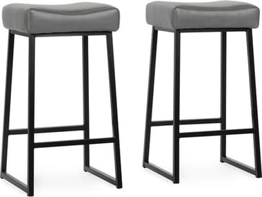 Classic Home Amber Smokey Grey Faux Leather Bar Stool Set of 2 CLHPL23553