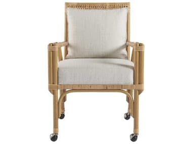 Coastal Living Home Escape Rattan Natural Fabric Upholstered Arm Dining Chair CLI833635