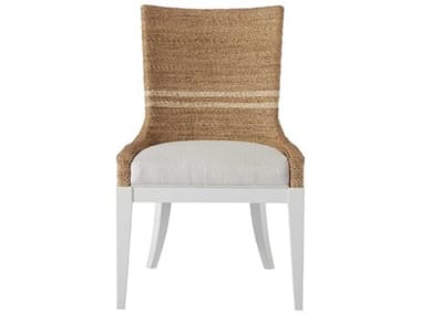 Coastal Living Home Escape Abaca Wood Natural Fabric Upholstered Side Dining Chair CLI833636