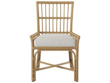 Coastal Living Home Escape Rattan Natural Fabric Upholstered Arm Dining Chair CLI833637