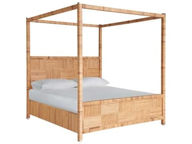 Coastal Living Home Weekender Natural Rattan Wood Queen Canopy Bed CLIU330280B
