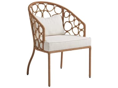 Coastal Living Home Weekender Rattan Natural Fabric Upholstered Arm Dining Chair CLIU330634
