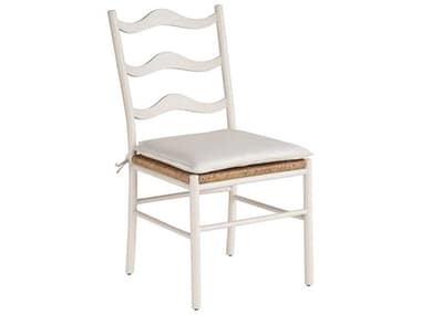 Coastal Living Home Weekender Rattan White Fabric Upholstered Side Dining Chair CLIU330B626P